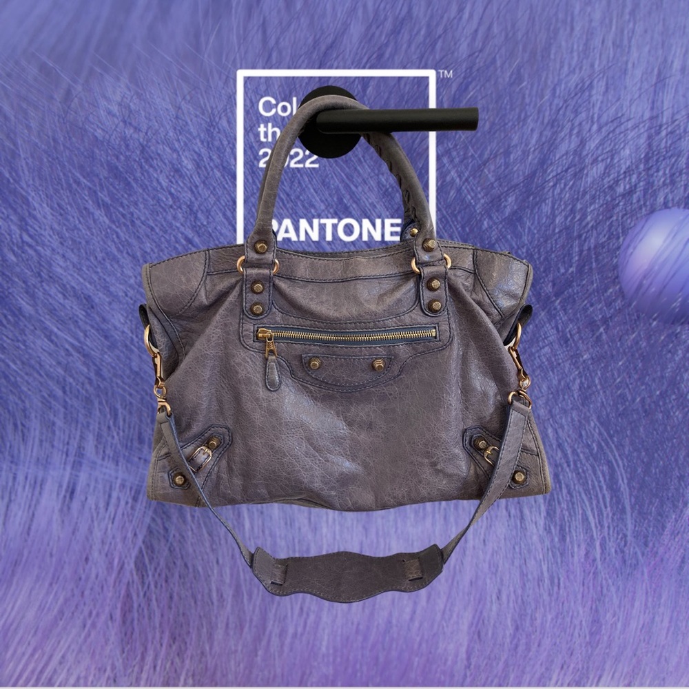 Balenciaga Agneau Giant 12 Rose Gold Hardware City handbag bag very peri purple